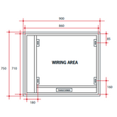 Backlit Rectangular Thermogroup Mirror With Border Cool Light Includes Thermogroup Mirror Demister - 750x900mm 86Watts